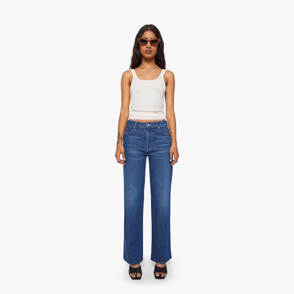 MOTHER Blue High-Rise Wide-Leg Jeans